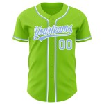 Maglia da baseball personalizzata autentica blu-bianca verde leggera al neon
