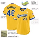 Maglia da baseball personalizzata autentica Royal-White Throwback Gold Maglia da baseball personalizzata autentica Royal-White Throwback Gold