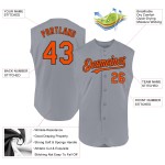 Maglia da baseball grigia senza maniche arancione-nera, autentica e personalizzata Maglia da baseball grigia senza maniche arancione-nera, autentica e personalizzata