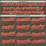 Maglia da baseball personalizzata "Red-Cream To Salute" con servizio autentico, oliva Maglia da baseball personalizzata "Red-Cream To Salute" con servizio autentico, oliva