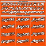 Maglia da baseball personalizzata arancione, colori autentici, 3 maniche, forme bianche e nere Maglia da baseball personalizzata arancione, colori autentici, 3 maniche, forme bianche e nere