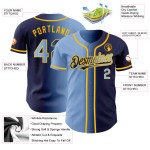 Maglia da baseball sfumata blu-oro leggera personalizzata, moda autentica, blu navy