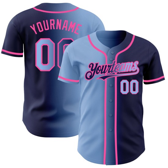 Maglia da baseball blu navy leggera personalizzata, autentica, moda, blu-rosa sfumata