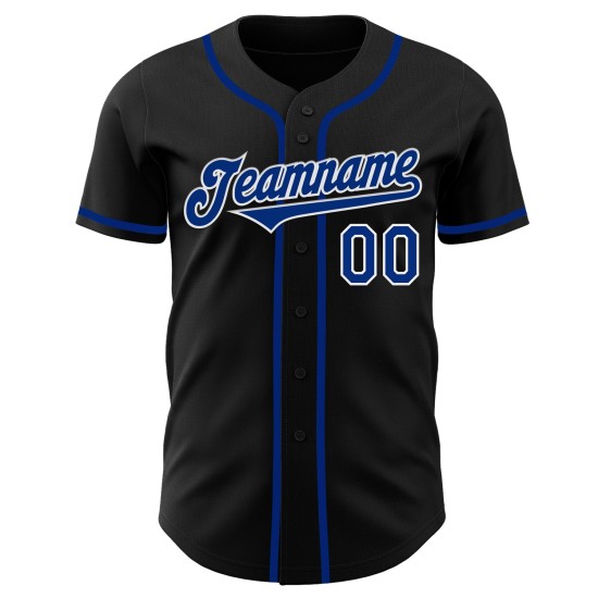 Maglia da baseball personalizzata autentica nera, blu navy e bianca Maglia da baseball personalizzata autentica nera, blu navy e bianca