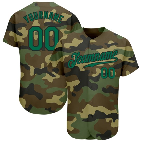 Maglia da baseball Salute Authentic To Kelly, servizio verde-nero, personalizzata, mimetica Maglia da baseball Salute Authentic To Kelly, servizio verde-nero, personalizzata, mimetica