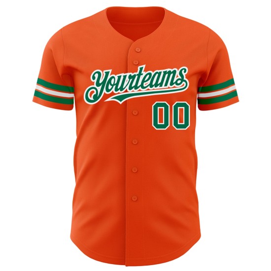 Maglia da baseball autentica personalizzata Kelly Green-White Orange