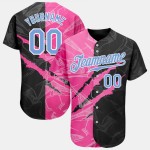 Maglia da baseball personalizzata leggera con motivo graffiti, graffio 3D, rosa-nero, blu autentico