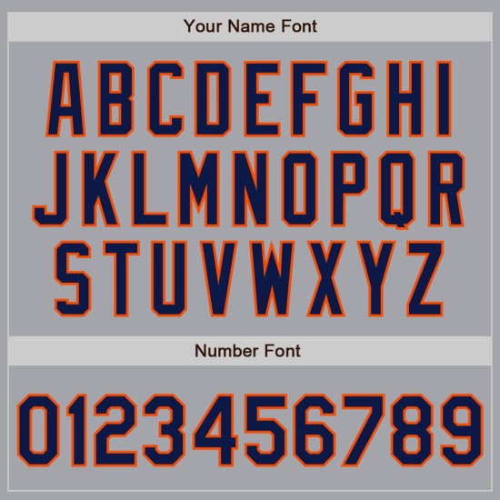 Maglia da baseball autentica grigia blu navy-arancio personalizzata Maglia da baseball autentica grigia blu navy-arancio personalizzata