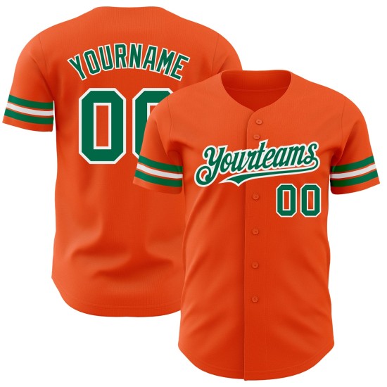 Maglia da baseball autentica personalizzata Kelly Green-White Orange