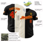 Maglia da baseball autentica a righe nere e rosse personalizzate alla moda Maglia da baseball autentica a righe nere e rosse personalizzate alla moda