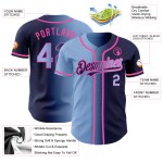Maglia da baseball blu navy leggera personalizzata, autentica, moda, blu-rosa sfumata