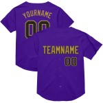 Maglia da baseball personalizzata autentica retrò nera-viola antica in maglia dorata
