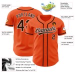 Maglia da baseball arancione autentica, marrone e bianca, personalizzata
