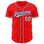 Maglia da baseball personalizzata rossa, bianca e blu navy, autentica Fire Maglia da baseball personalizzata rossa, bianca e blu navy, autentica Fire