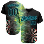 Maglia da baseball con motivo Blue Lakes Black, design Fiery, personalizzata e autentica, con freccette 3D