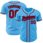 Maglia da baseball autentica personalizzata rosso-blu navy Sky