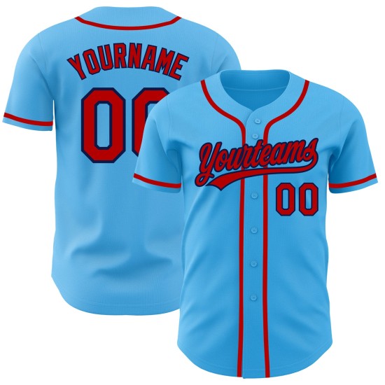 Maglia da baseball autentica personalizzata rosso-blu navy Sky