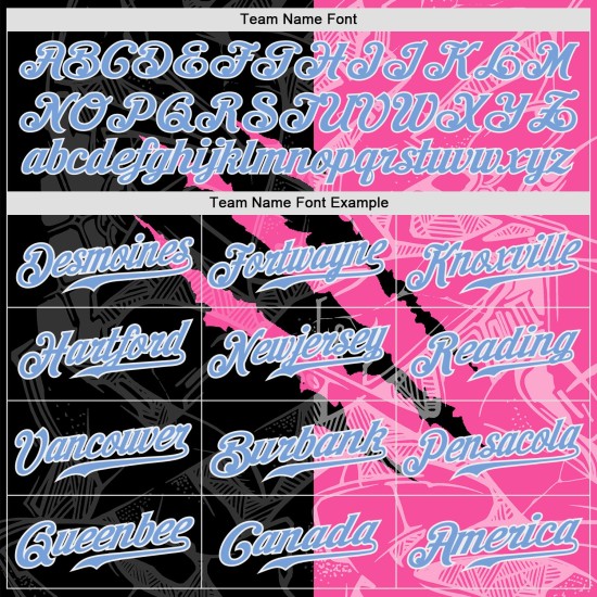 Maglia da baseball personalizzata leggera con motivo graffiti, graffio 3D, rosa-nero, blu autentico