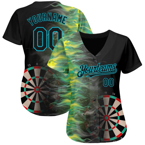 Maglia da baseball con motivo Blue Lakes Black, design Fiery, personalizzata e autentica, con freccette 3D