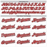 Maglia da baseball personalizzata con maniche raglan rosse, nere e bianche autentiche Maglia da baseball personalizzata con maniche raglan rosse, nere e bianche autentiche