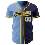 Maglia da baseball sfumata blu-oro leggera personalizzata, moda autentica, blu navy