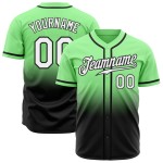 Maglia da baseball bianca e nera sfumata, autentica, personalizzata, verde pisello Maglia da baseball bianca e nera sfumata, autentica, personalizzata, verde pisello