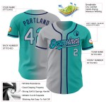 Maglia da baseball personalizzata grigio-blu navy, sfumatura acquamarina, autentica