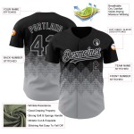 Maglia da baseball con forme sfumate, modello grigio personalizzato in 3D, design nero, autentico quadrato Maglia da baseball con forme sfumate, modello grigio personalizzato in 3D, design nero, autentico quadrato