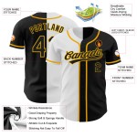 Maglia da baseball nera bianca e oro, autentica, personalizzata, moda divisa