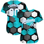 Maglia da baseball con motivo bianco-chiaro autentico, design personalizzato, blu 3D verde acqua Maglia da baseball con motivo bianco-chiaro autentico, design personalizzato, blu 3D verde acqua