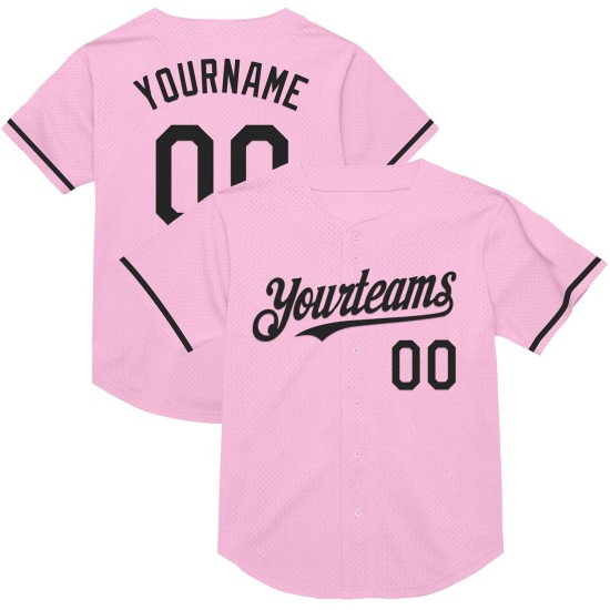 Maglia da baseball autentica rosa retrò in rete leggera nera personalizzata Maglia da baseball autentica rosa retrò in rete leggera nera personalizzata