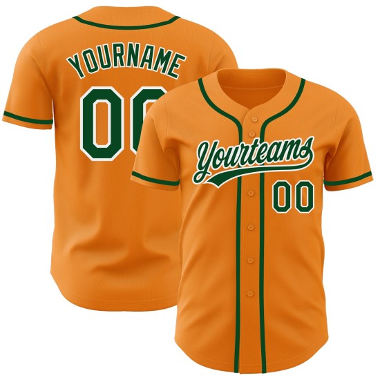 Maglia da baseball arancione Bay Authentic Green-White personalizzata Maglia da baseball arancione Bay Authentic Green-White personalizzata