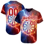 Maglia da baseball personalizzata con motivo Flame Board nero 3D autentico rosso-bianco con freccette