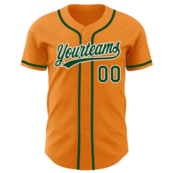 Maglia da baseball arancione Bay Authentic Green-White personalizzata Maglia da baseball arancione Bay Authentic Green-White personalizzata