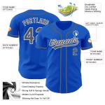 Maglia da baseball Thunder Custom autentica, grigio-bianca, blu acciaio Maglia da baseball Thunder Custom autentica, grigio-bianca, blu acciaio