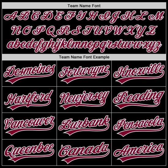 Maglia da baseball retrò, bordeaux-bianca, autentica, nera, personalizzata