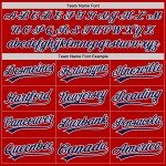 Maglia da baseball personalizzata autentica rossa retrò blu navy e bianca Maglia da baseball personalizzata autentica rossa retrò blu navy e bianca