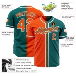 Maglia da baseball moda verde acqua sfumata autentica personalizzata arancione-bianca Maglia da baseball moda verde acqua sfumata autentica personalizzata arancione-bianca